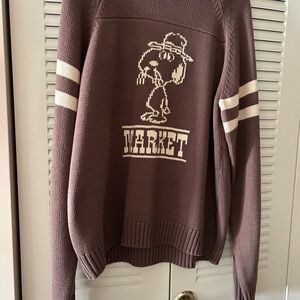 Men's Market Peanuts Brown Sweater with Snoopy Graphic Design